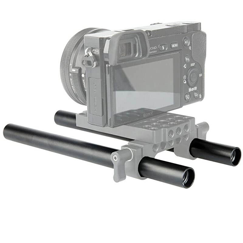 6 Inch 15mm Rods Aluminum Alloy Applicable for 15mm Rail Matt Box, DSLR Rig Rod Support, Pack of 2 - R071