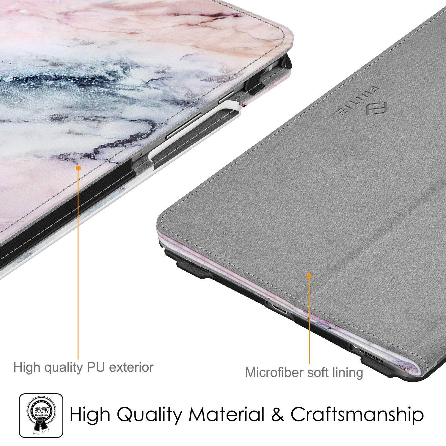 Fintie Folio Case for Samsung Galaxy Tab S6 10.5" 2019 (Model SM-T860/T865/T867), [Patented S Pen Slot Design] Slim Fit Stand Cover Auto Sleep/Wake, Marble Pink