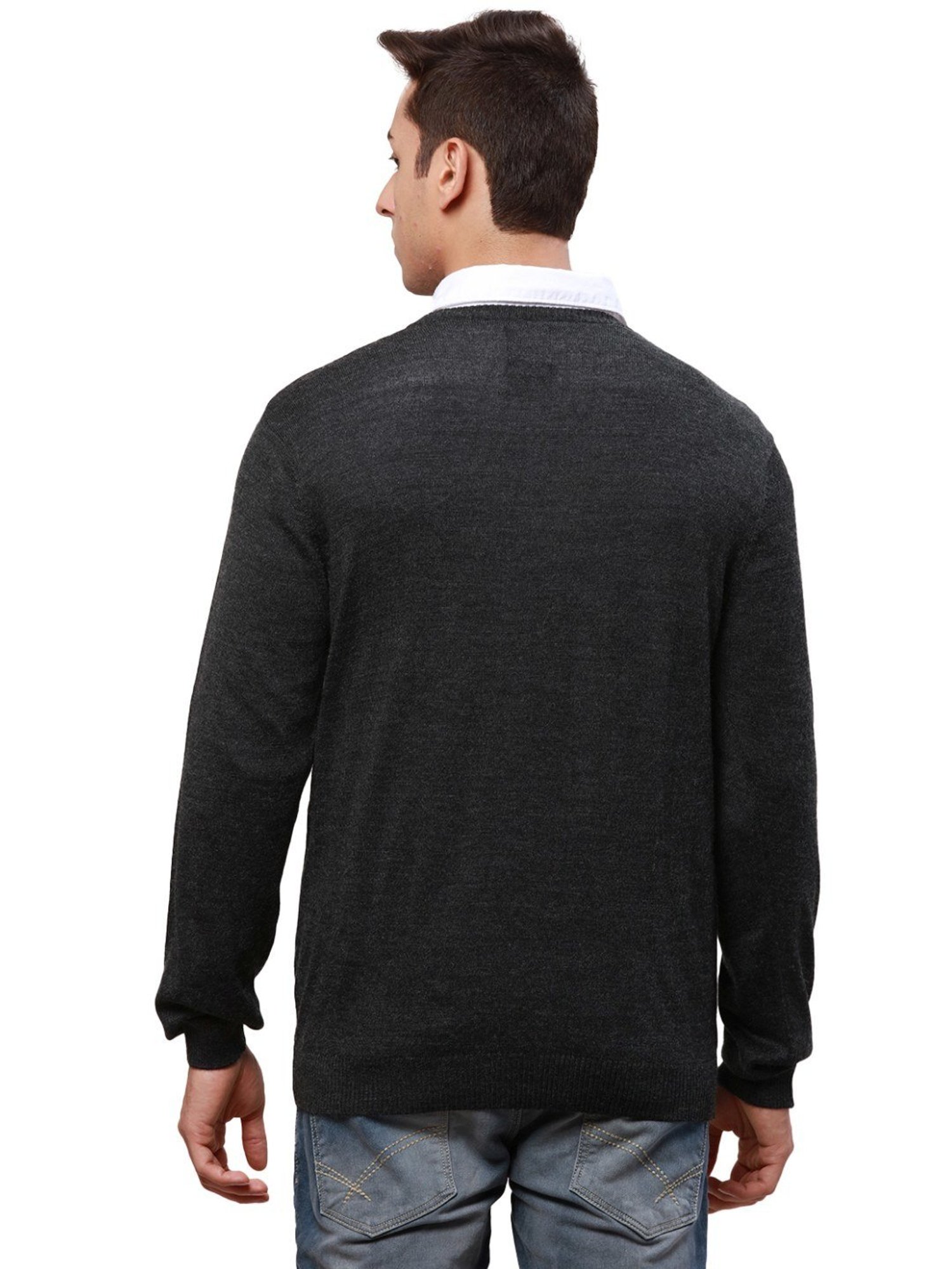 Park Avenue Black Regular Fit Self Pattern Sweater