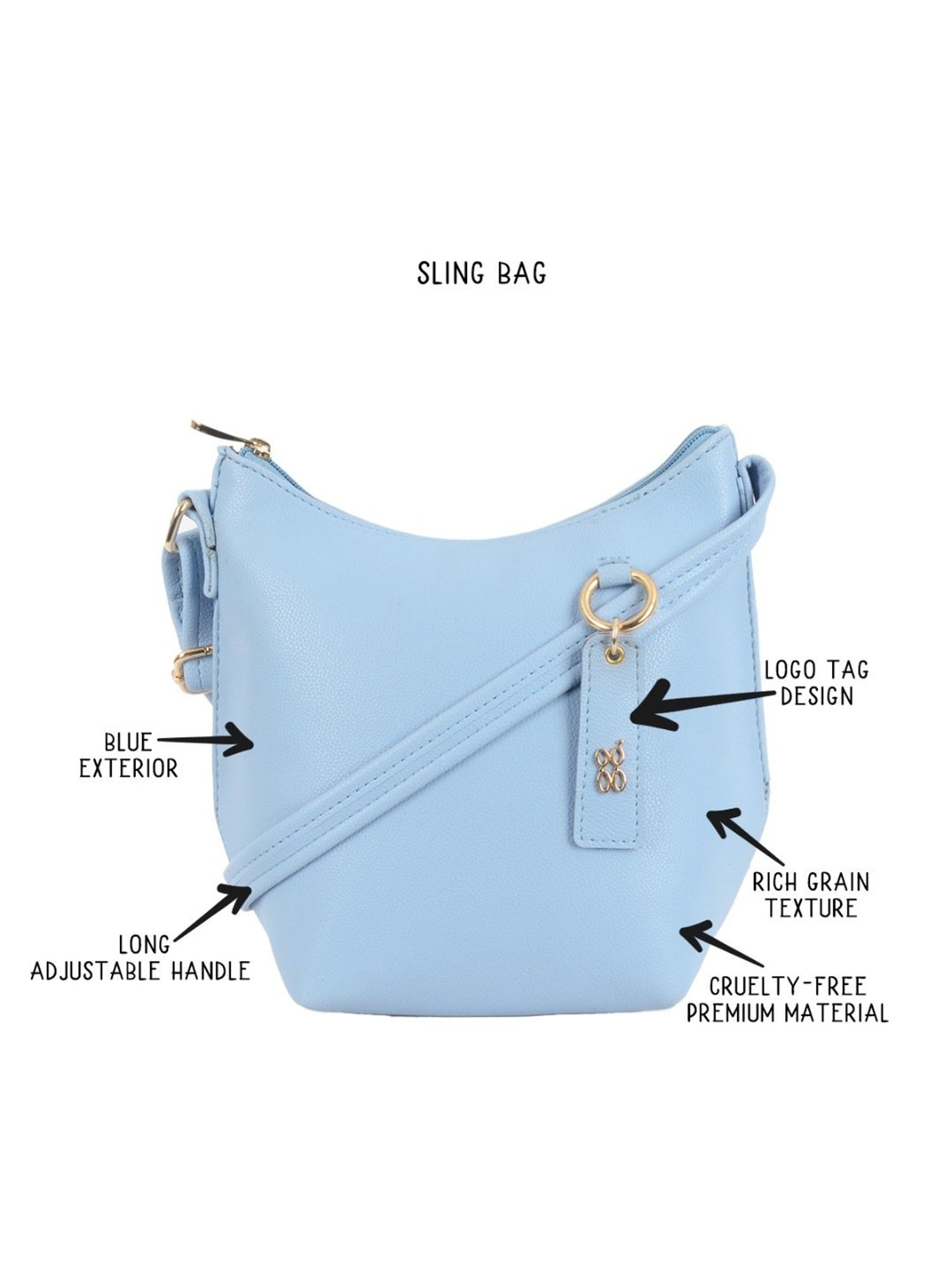 Baggit Blue Textured Small Hobo Bag