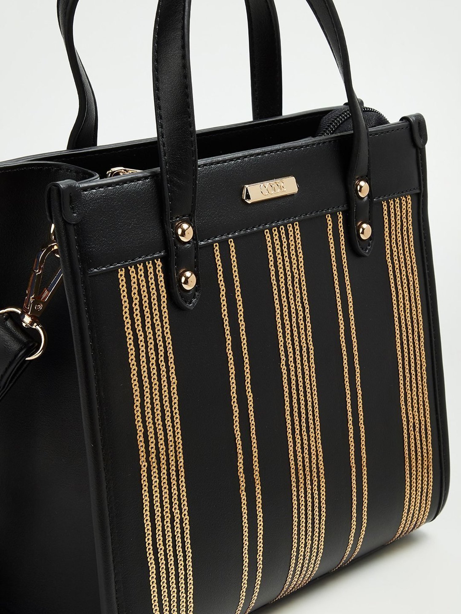 Code by Lifestyle Black Embellished Tote Bag