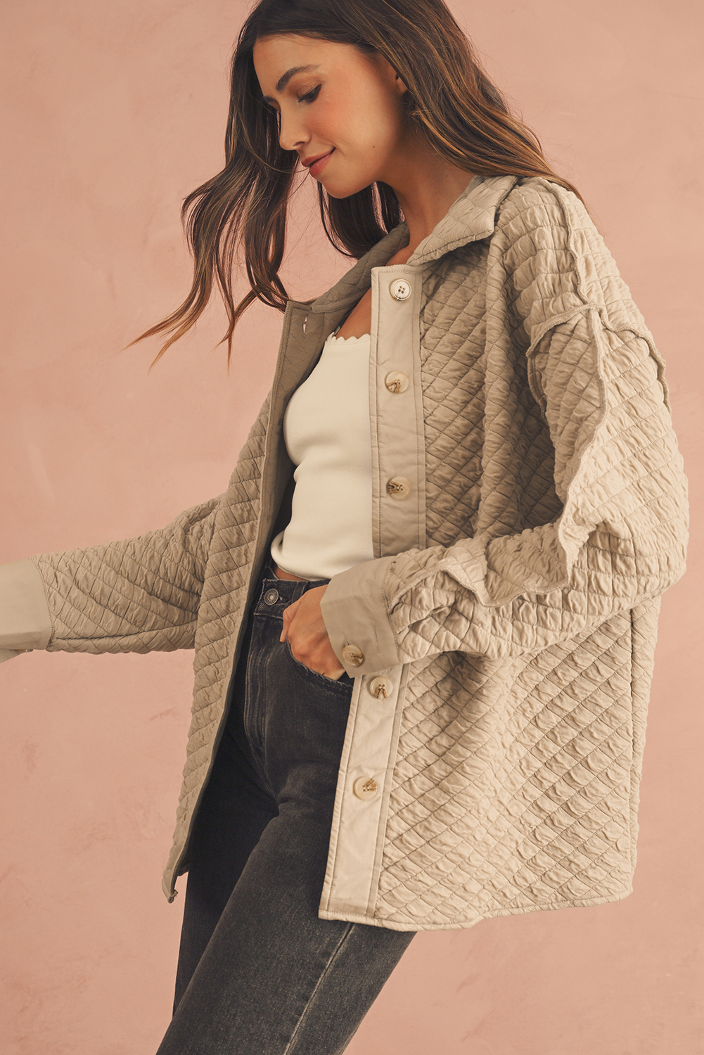 Brown Plaid Button Up Long Sleeve Flannel Shacket