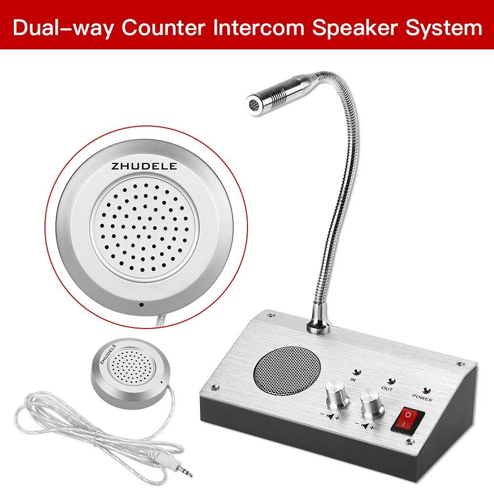 Dual Way Walkie Talkie Anti-Interference Window Counter Intercom System For Bank Ticket Station Dining Hall Voice System Speaker