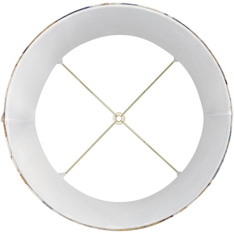 Springcrest Notre Dame Fabric Medium Drum Lamp Shade 14" Top x 16" Bottom x 11" High (Spider) Replacement with Harp and Finial