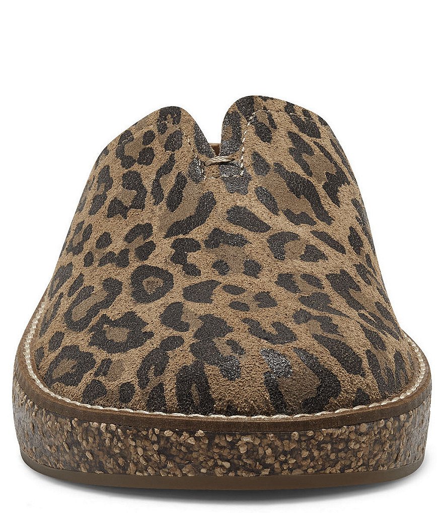 Lucky Brand Tamala Leopard Printed Leather Mule Clogs