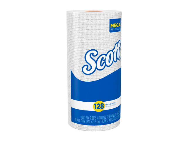 Scott Kitchen Paper Towels (41482) with Fast-Drying Absorbency Pockets, Perforated Standard Paper Towel Rolls, 128 Sheets / Roll