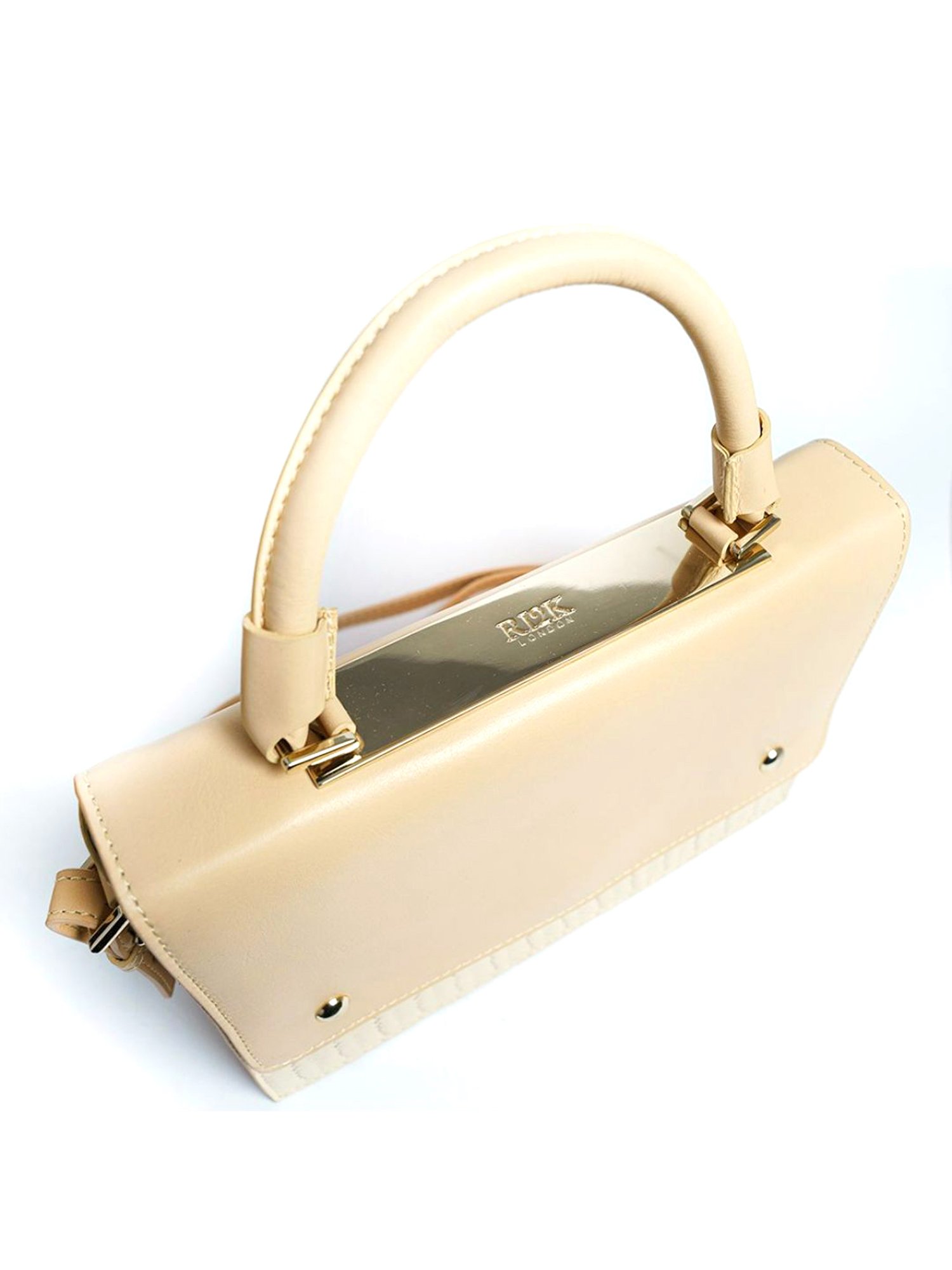 RI2K London Cream Leather Medium Textured Satchel Handbag