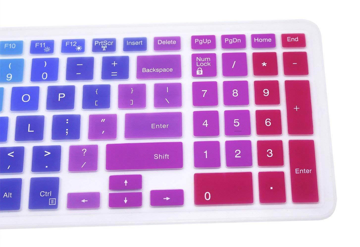 Silicone Keyboard Cover Skin for 15.6" Dell Inspiron 15 7567 7577 i3567 i5570 i5577 i5767 i7559 i7577, 15.6" Dell Inspiron 15 3000 5000 Series, Dell Inspiron 17 5000 series like 5748 5749 (Rainbow)