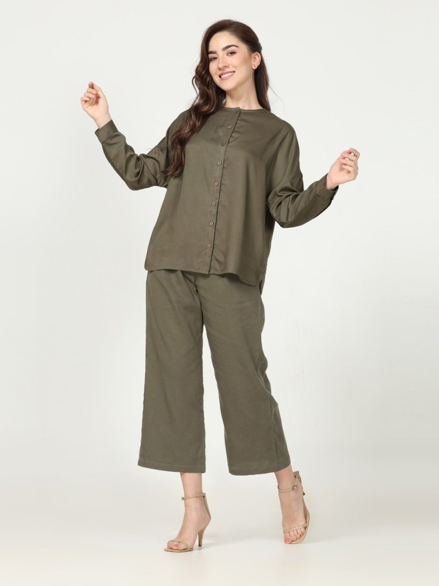 Saltpetre Elegant Olive Co-ord Set in Tencel
