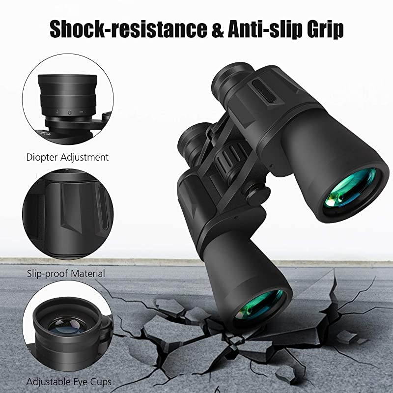 10x50 Binoculars for Adults - BAK4 Prism FMC Lens with Low Light Vision - Powerful Large Eyepiece Binoculars for Bird Watching, Hunting, Wildlife
