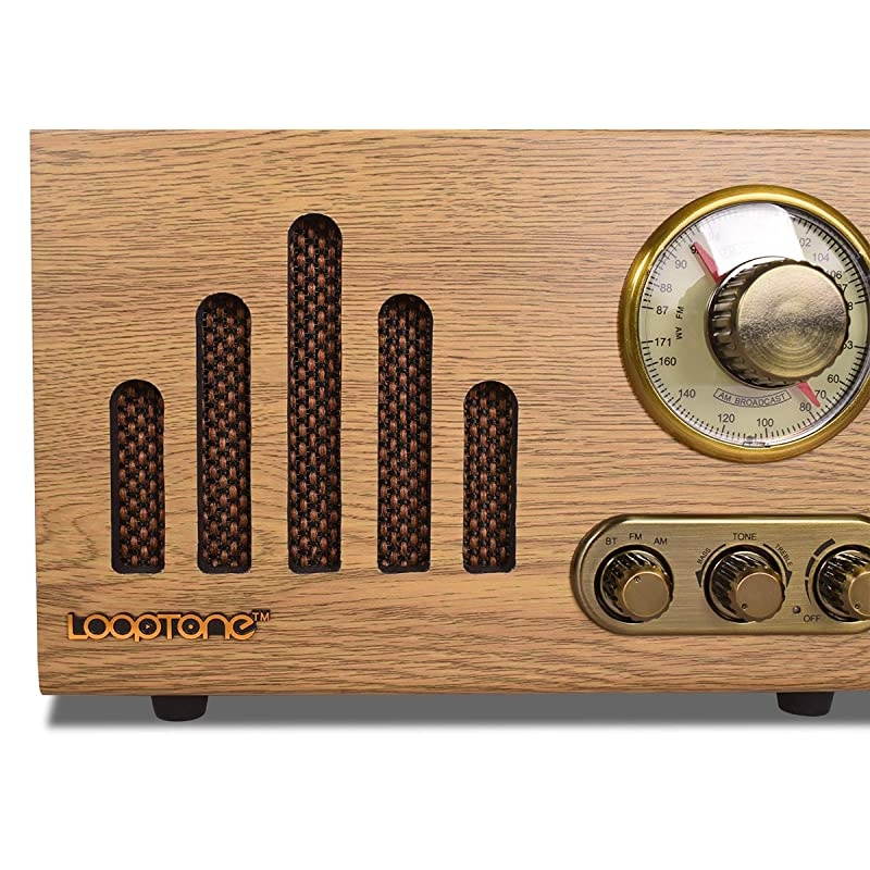 FM AM Radio Retro Wood Radio with Bluetooth Play Mp3 and Antenna Built in Speaker for Kitchen Living Room Office (Yellow)
