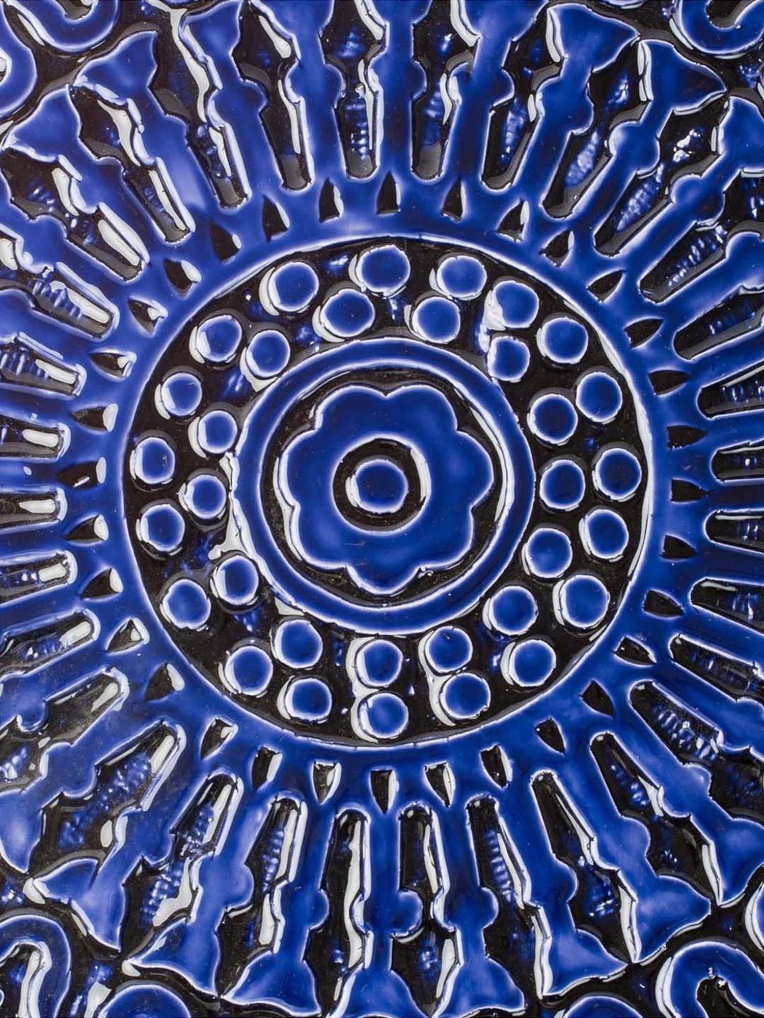 Fabindia Home Gulmohar Blue Wood Hand Carved Wall Plate