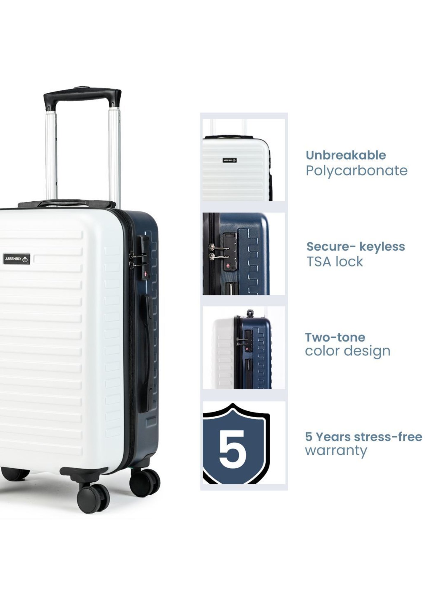 Assembly Blue & White Textured Trolley Bag Pack of 2 - 20 inch & 24 inch