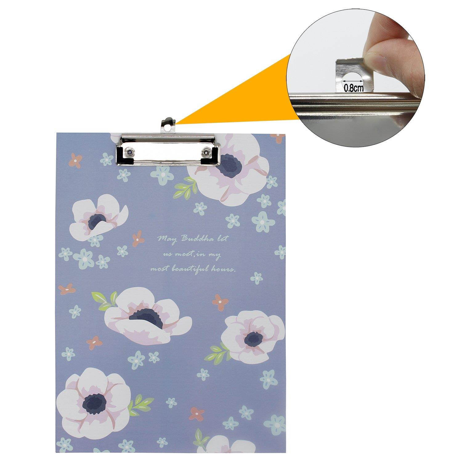 WIWAPLEX Paperboard Letter Size Colorful Clipboards Low Profile Clip 4PCS set, 8-5/8 by 12-1/4 inch