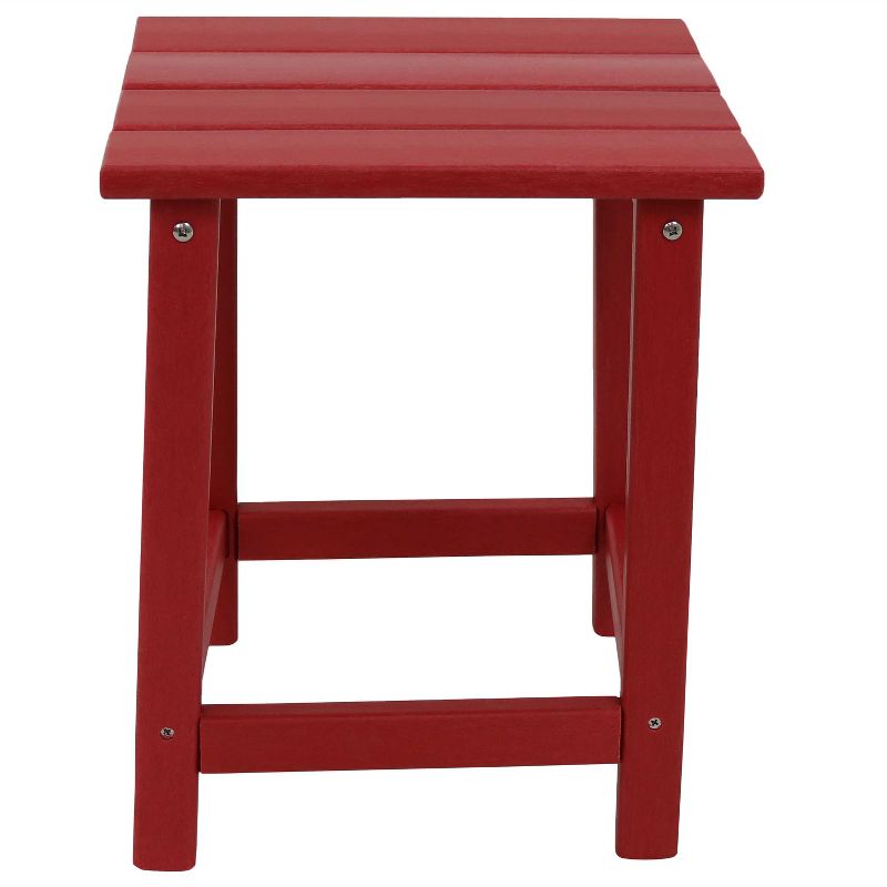 Sunnydaze Faux Wood Design Plastic All-Weather Square Modern Adirondack Side Table, Red