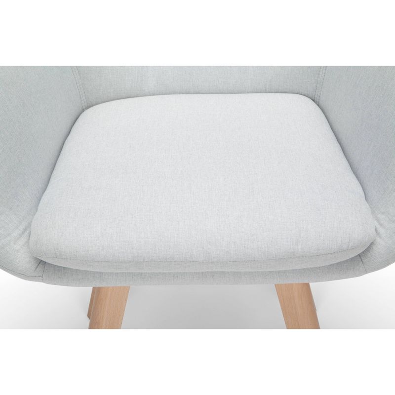 Set of 2 Tufted Fabric Mid-Century Modern Accent Chair with Arms Dining Chair Solid Beechwood Legs Light Gray - OFM