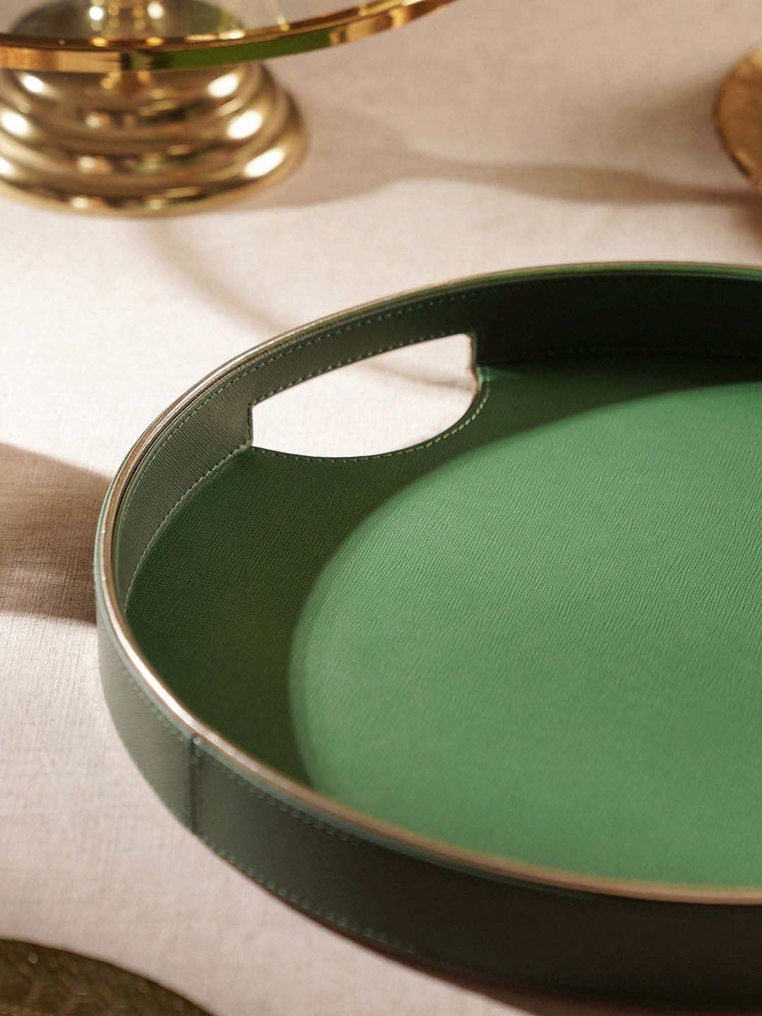 Pure Home and Living Green Mdf Large Round Tray