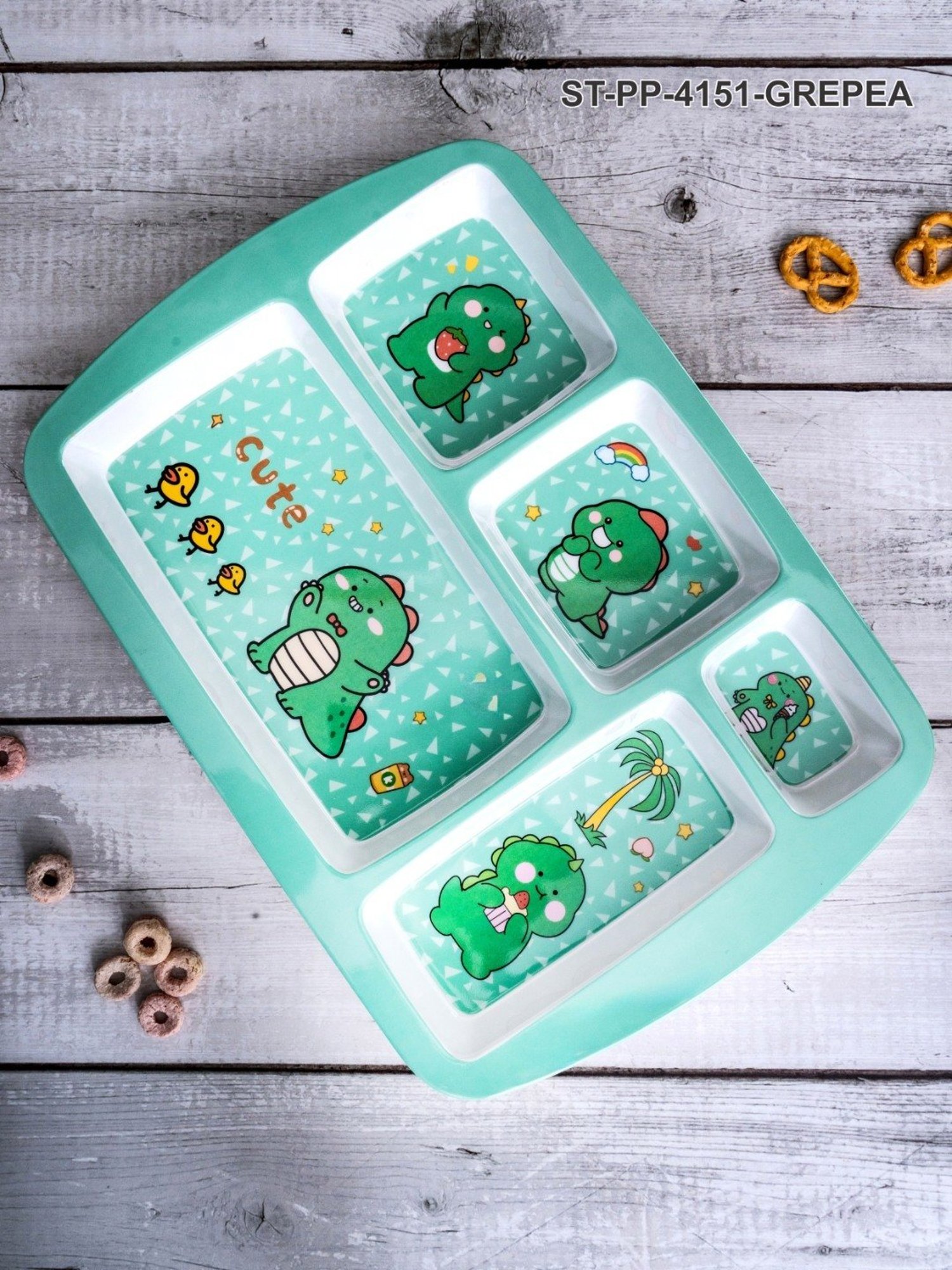 Stehlen Multicolor Melamine Kids Partition Plate - Set of 5