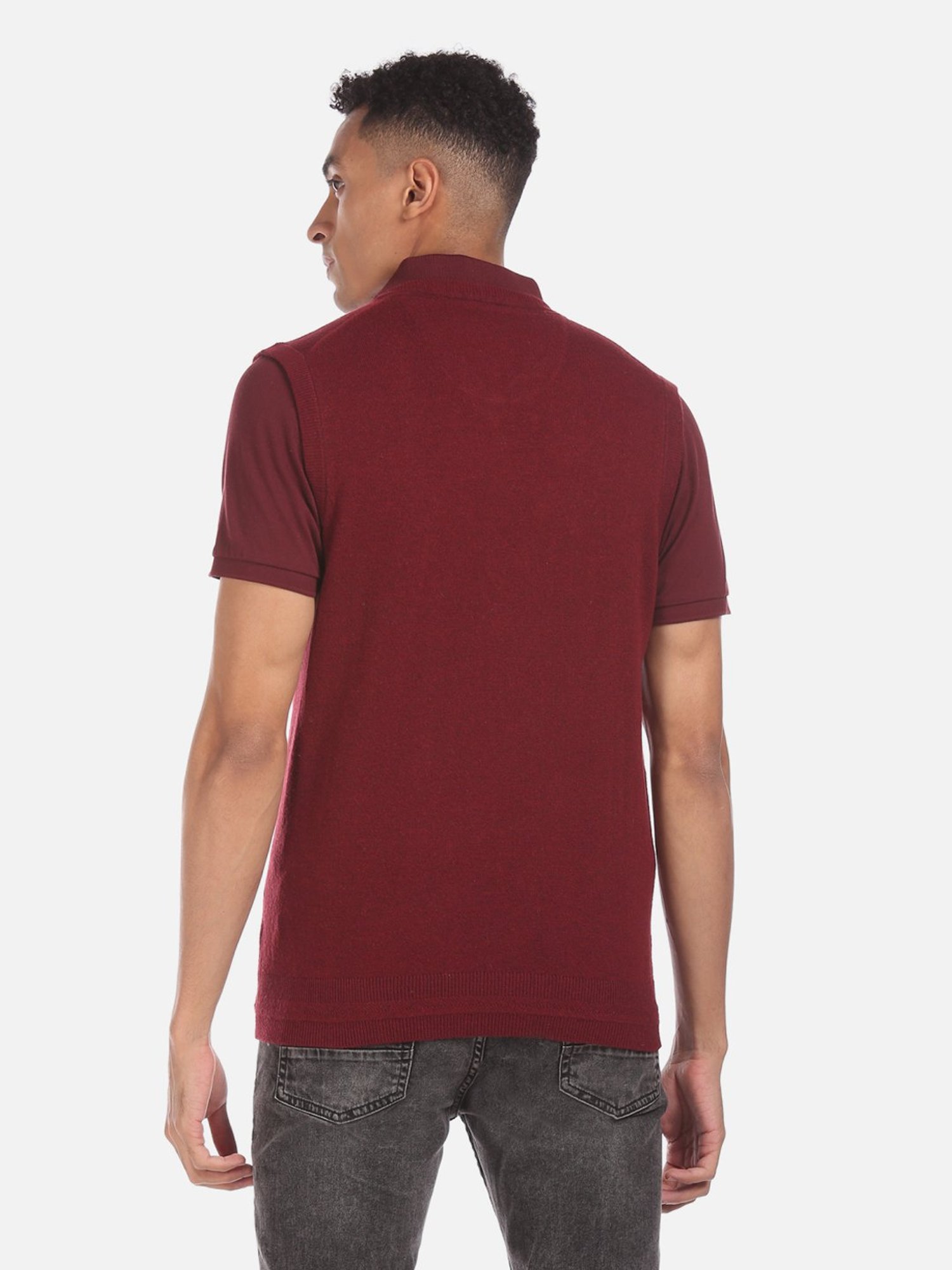 Arrow Sport Maroon Regular Fit Sweater