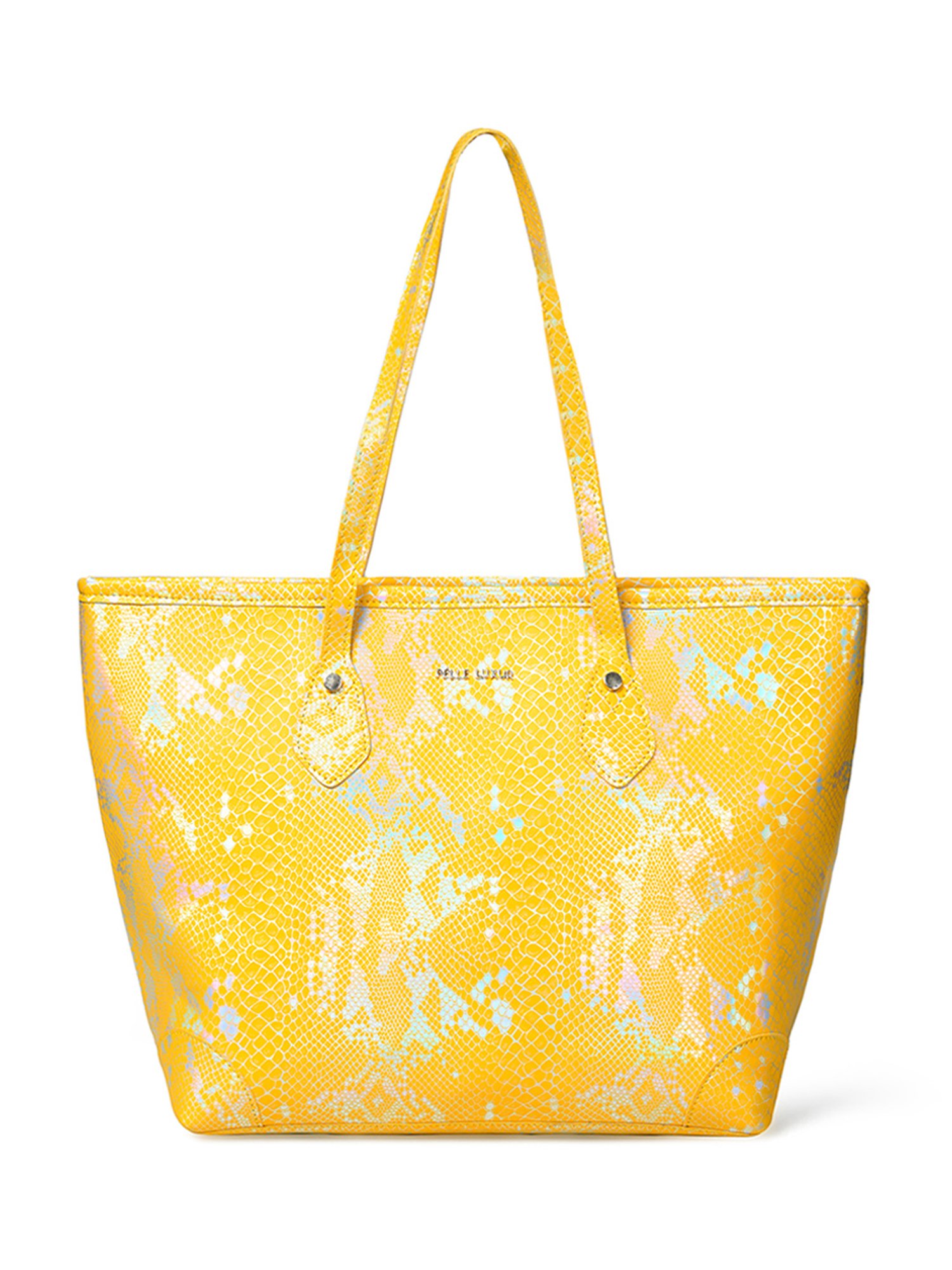 PELLE LUXUR Yellow & Silver Large Handheld Handbag