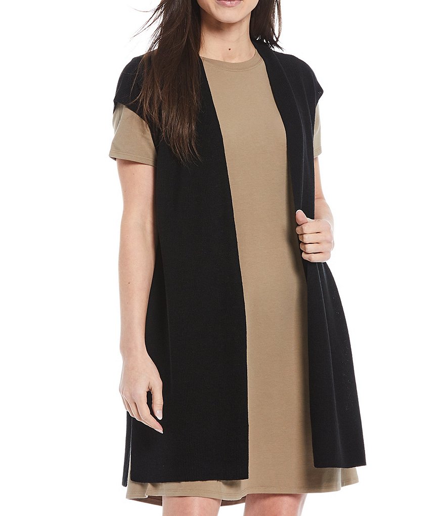 Eileen Fisher Petite Size Organic Linen Organic Cotton Long Vest