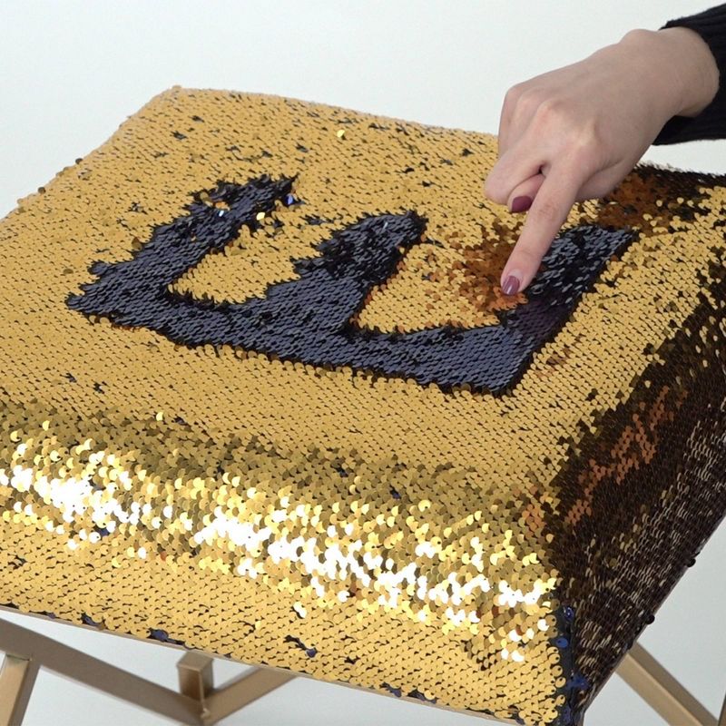 Sapphire Sequin Stool with Metal Gold Legs Blue - Glitzhome