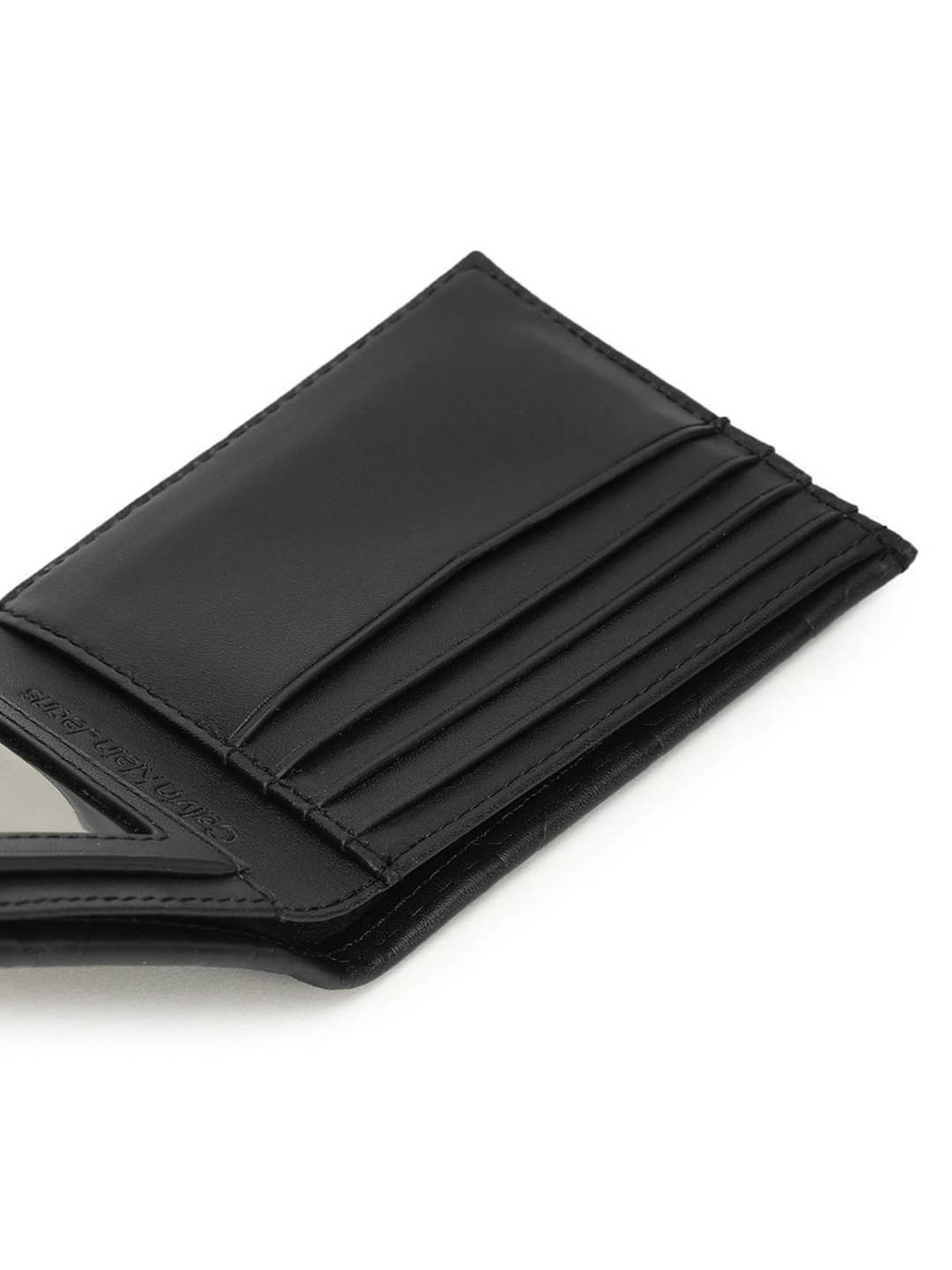 CALVIN KLEIN Allover Logo Medium Leather Bi-Fold Wallet