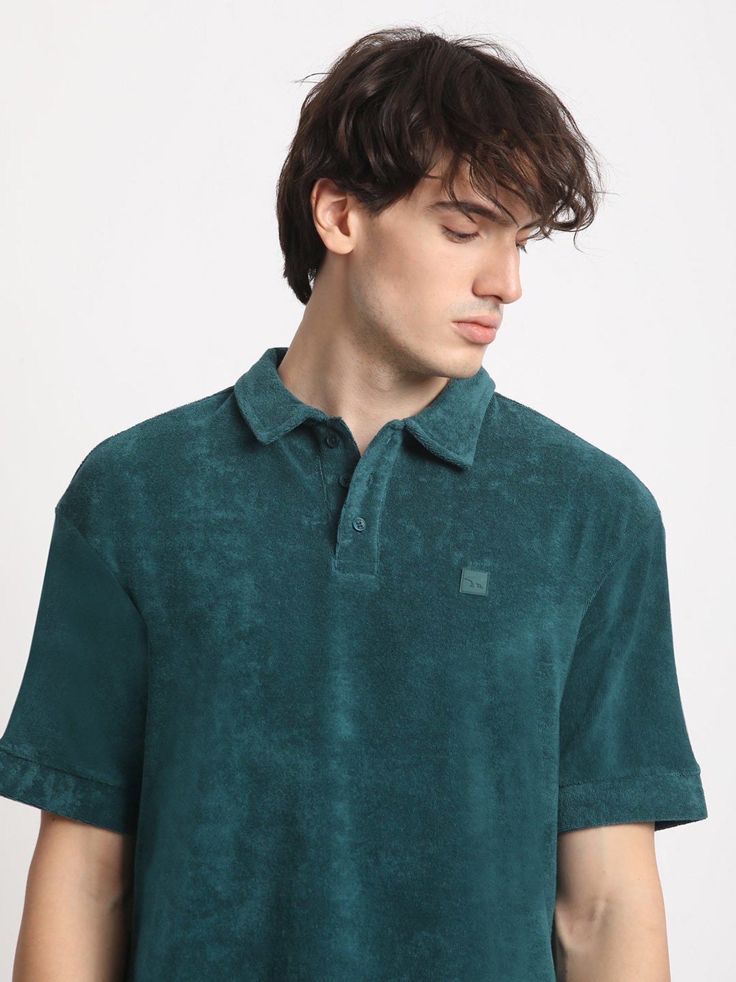 The Bear House Teal Green Relaxed Fit Polo T-Shirt