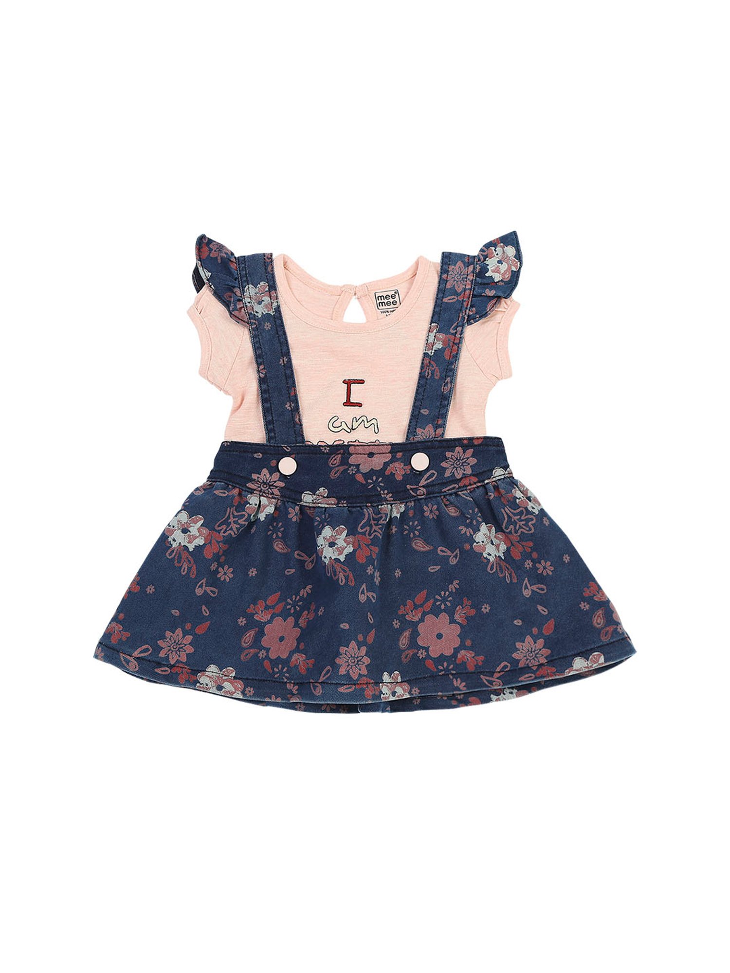 Mee Mee Kids Pink & Blue Floral Print Dress