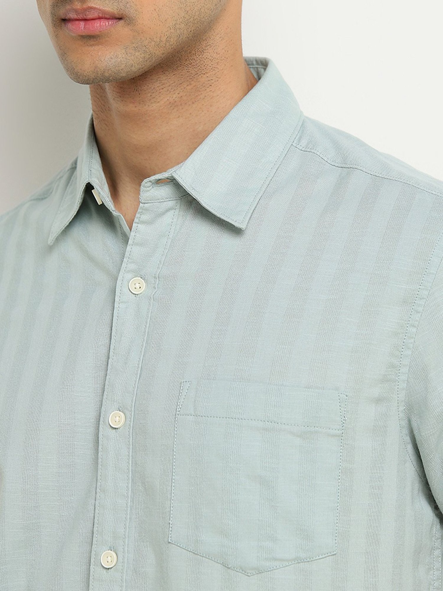WES Casuals by Westside Sage Striped Relaxed-Fit Cotton Shirt