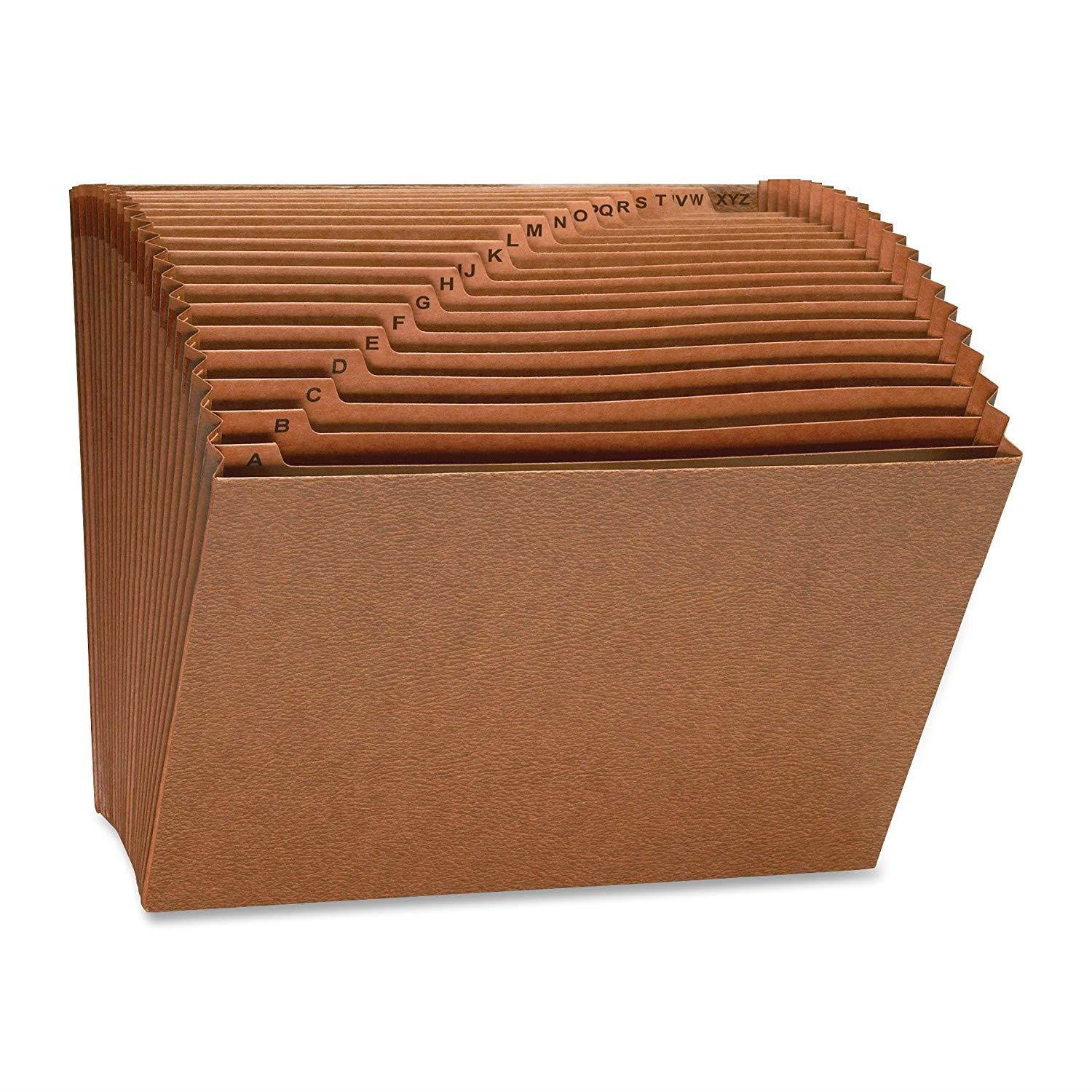 Sparco Accordion Files, No-Flap, 21 Pockets, A-Z, Letter size, 12 x 10 Inches, Brown (SPR26534)