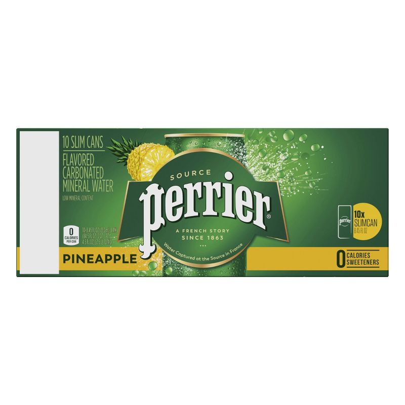 Perrier Pineapple Flavored Carbonated Mineral Water - 10pk/8.45 fl oz Slim Cans