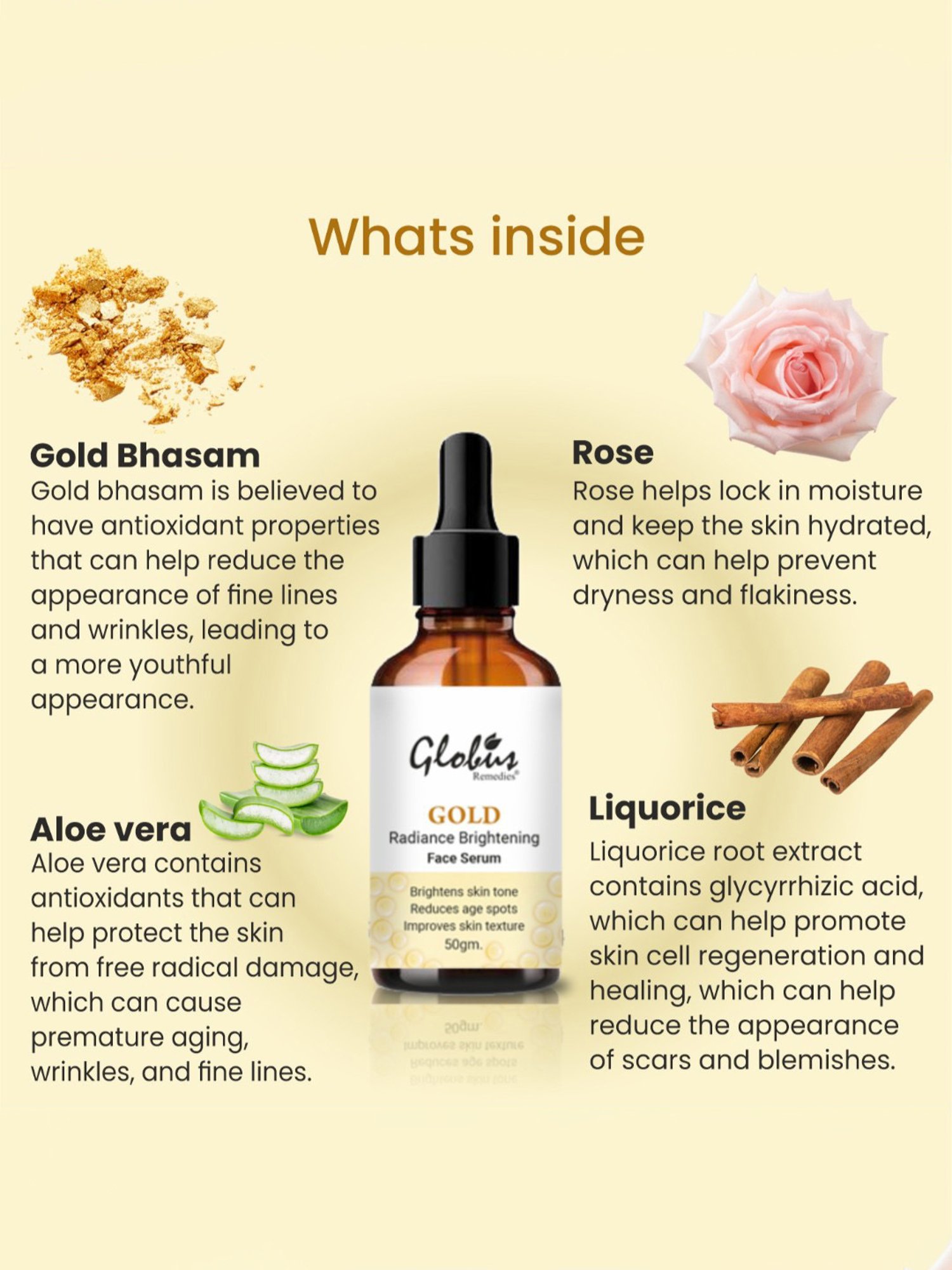 Globus Remedies Gold Radiance Brightening Face Serum - Pack of 2