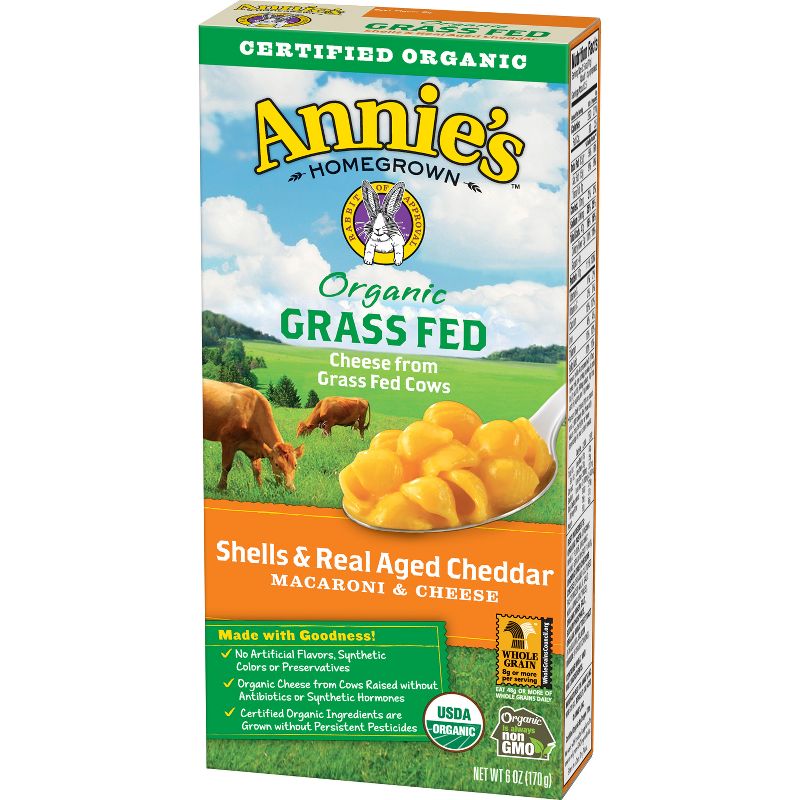 Annie's Organic Grassfed Shells & Real Aged Cheddar Flavor Macaroni & Cheese - 6oz