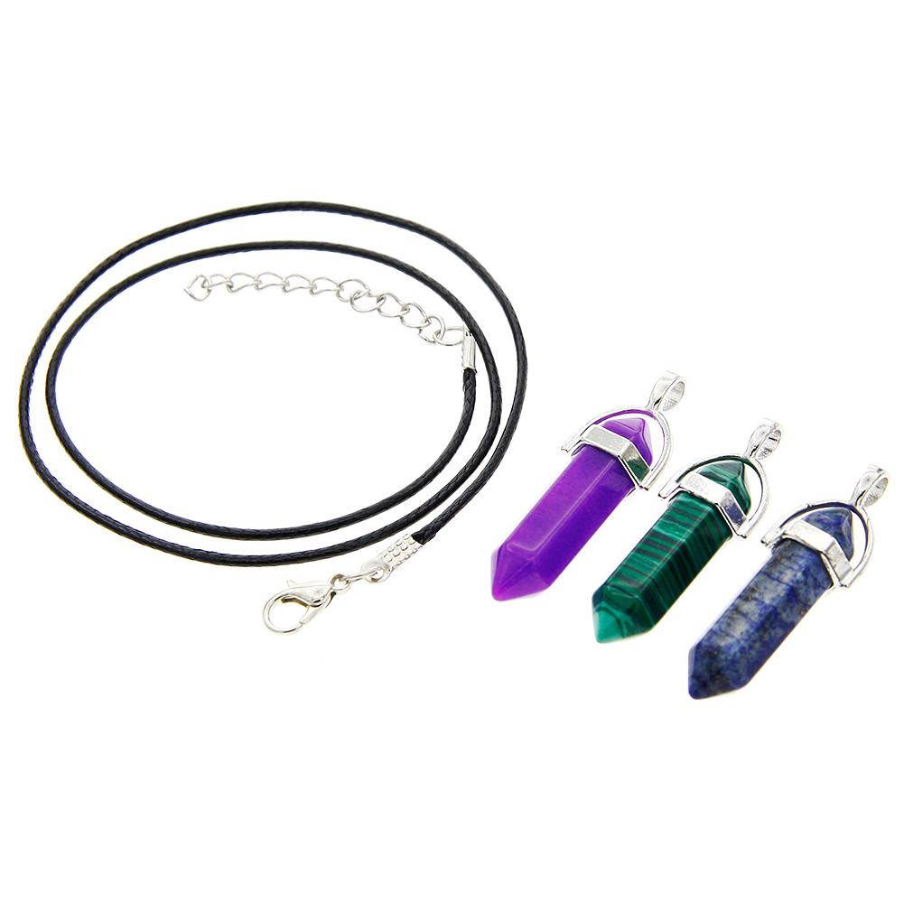 16 Pcs Bullet Shape Healing Pointed Chakra Gemstone Pendants Quartz Crystal Stone Charm for Necklace Making