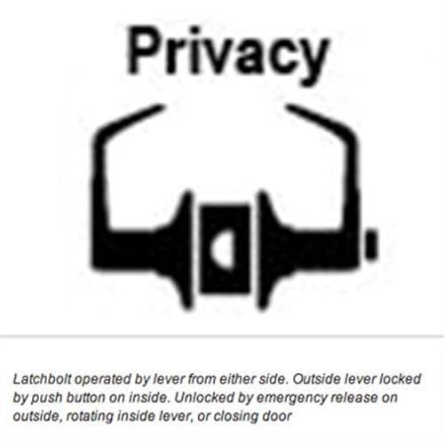 Maxtech LKLE13012-26D Satin Chrome US26D Privacy Bed & Bath Grade 2 Commercial Cylindrical ADA Angled Lever Lockset
