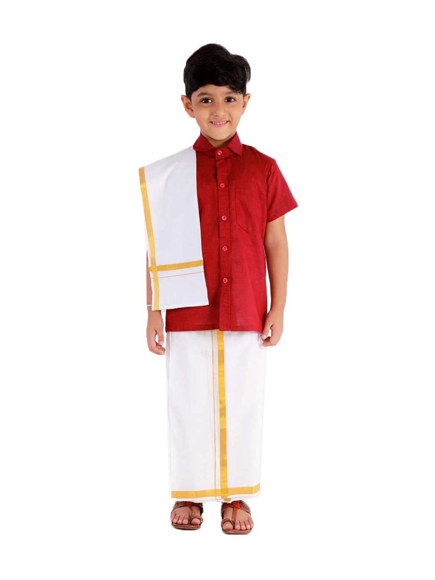 TABARD Kids Red Printed Full Sleeves Kurta