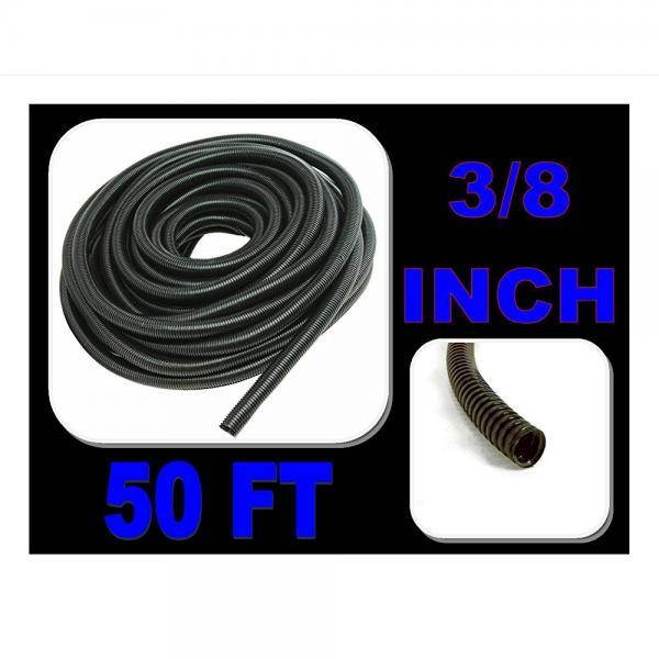 Black 50' Feet 3/8 Split Loom Tubing Wire Conduit Hose Cover Auto Home Marine