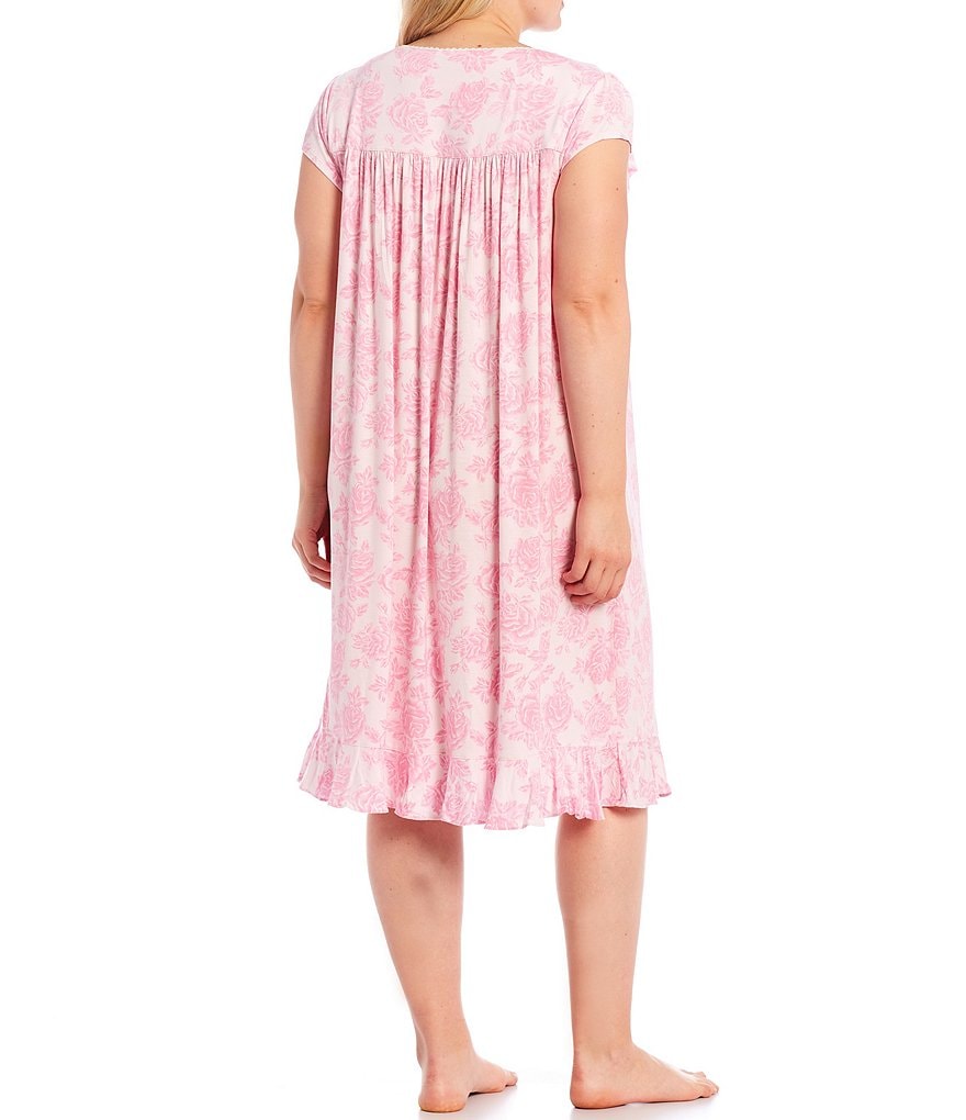 Eileen West Plus Floral Printed Knit Waltz Gown