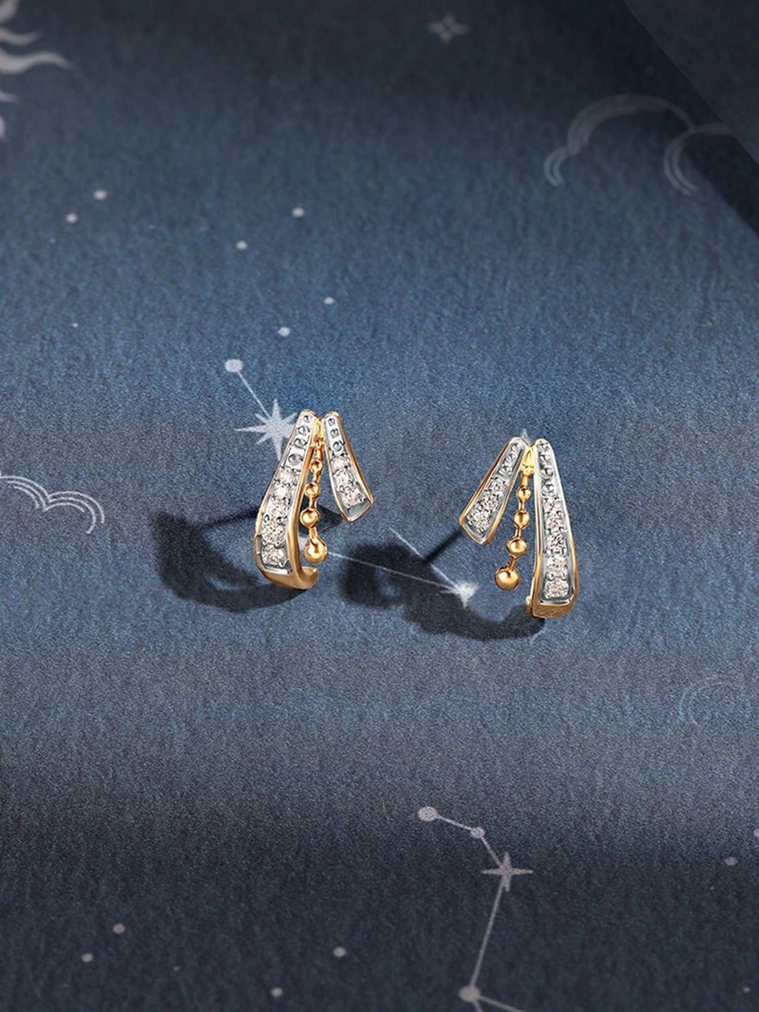 Mia by Tanishq Golden Ray burst 14k Gold & Diamond Stud Earrings