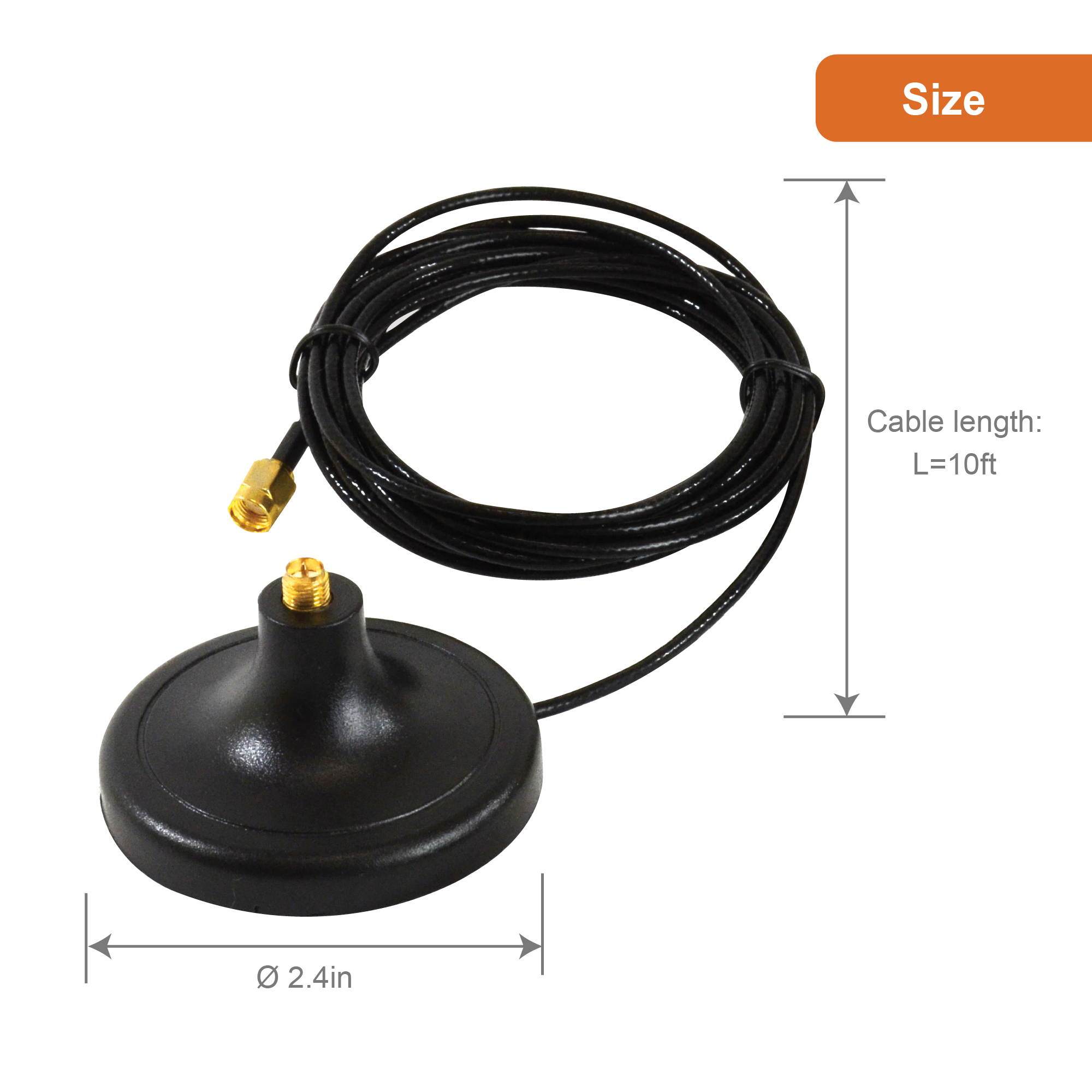 J-Tech Digital 10ft Magnetic Antenna Base and Extension Cord [JTECH-WEX-3MC]