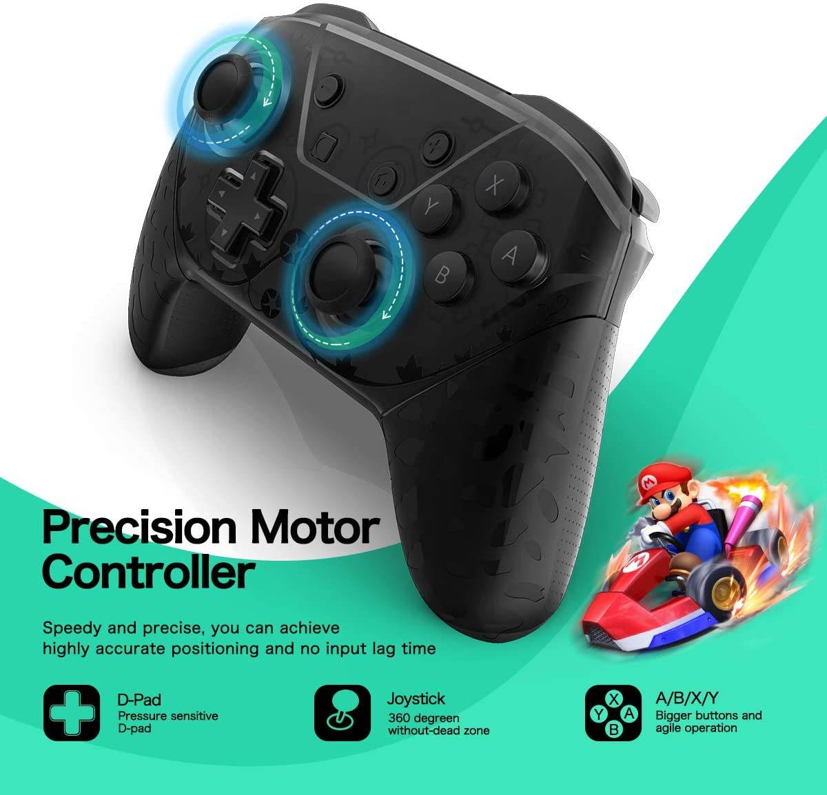 Wireless Switch Pro Controller for Switch/Switch Lite, YCCTEAM 1000mAh Built-in Rechargeable Battery Remote Pro Controller Gamepad Joystick for Switch Console, Support Screenshot and Twitch Movement