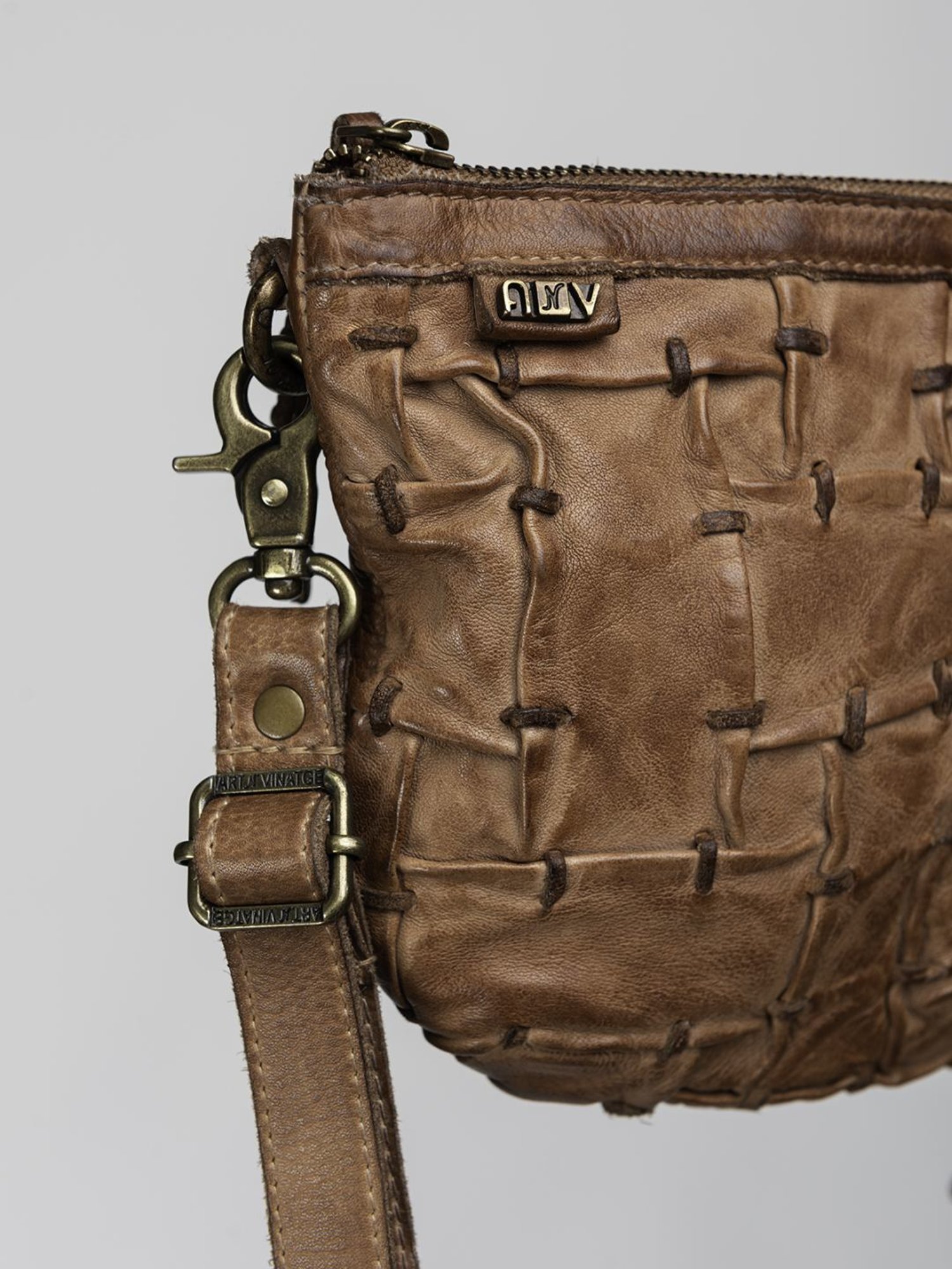 Art N Vintage Carla Cognac Leather Textured Small Sling Handbag