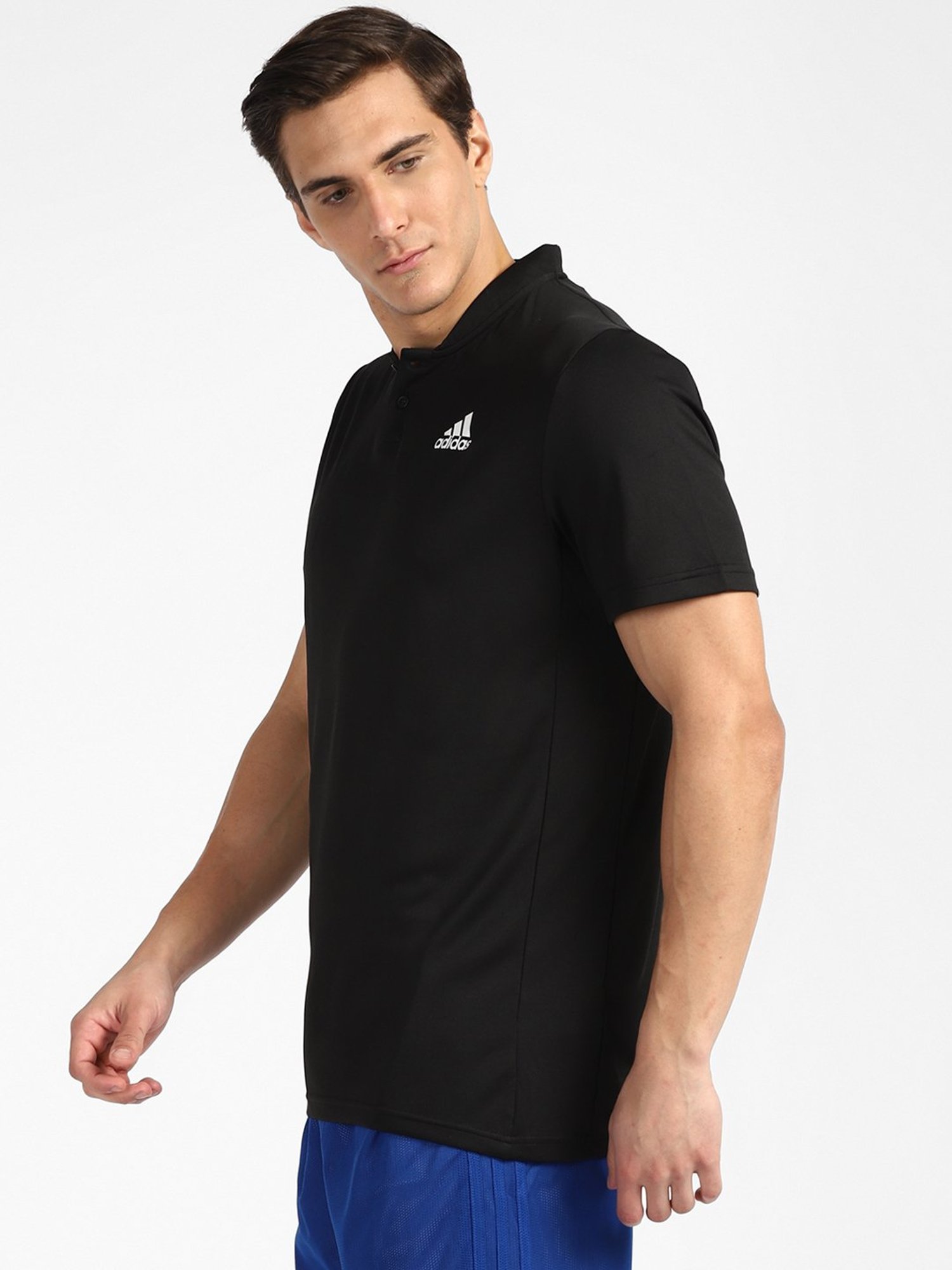 adidas Black Mandarin Collar T-Shirt