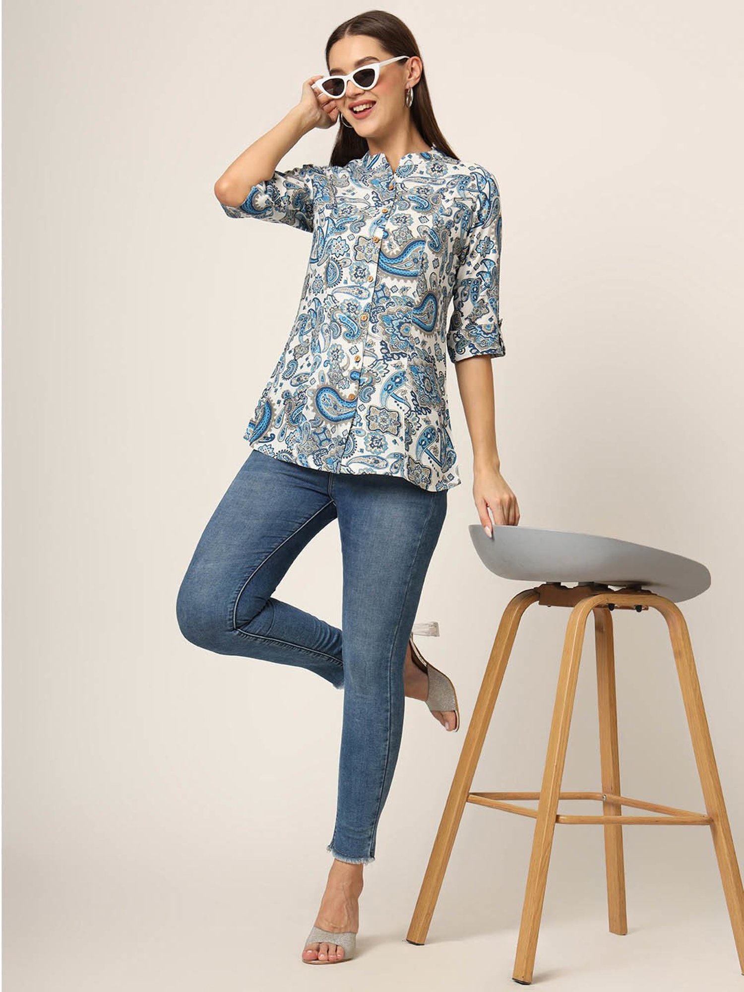 Divena White Floral Print Top