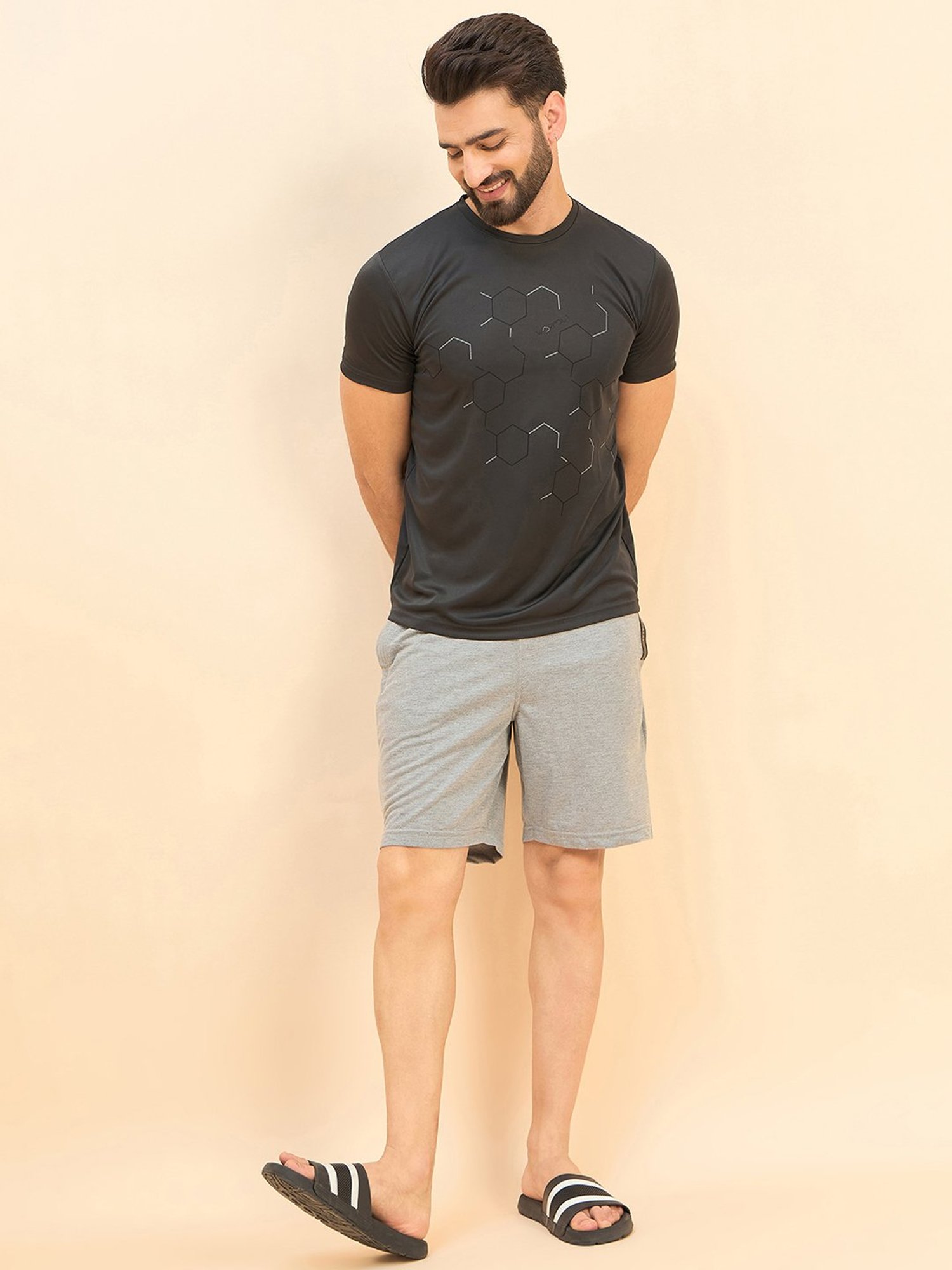 Sweet Dreams Dark Grey Regular Fit Printed Crew T-Shirt