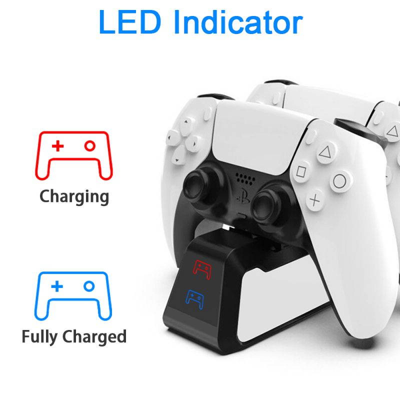 Megadream Charger Station for PS5 Controller, Dual Upgraded Copper Ports Fast Charging Dock Stand for Sony Playstation 5 DualSense Controller with LED Indicator
