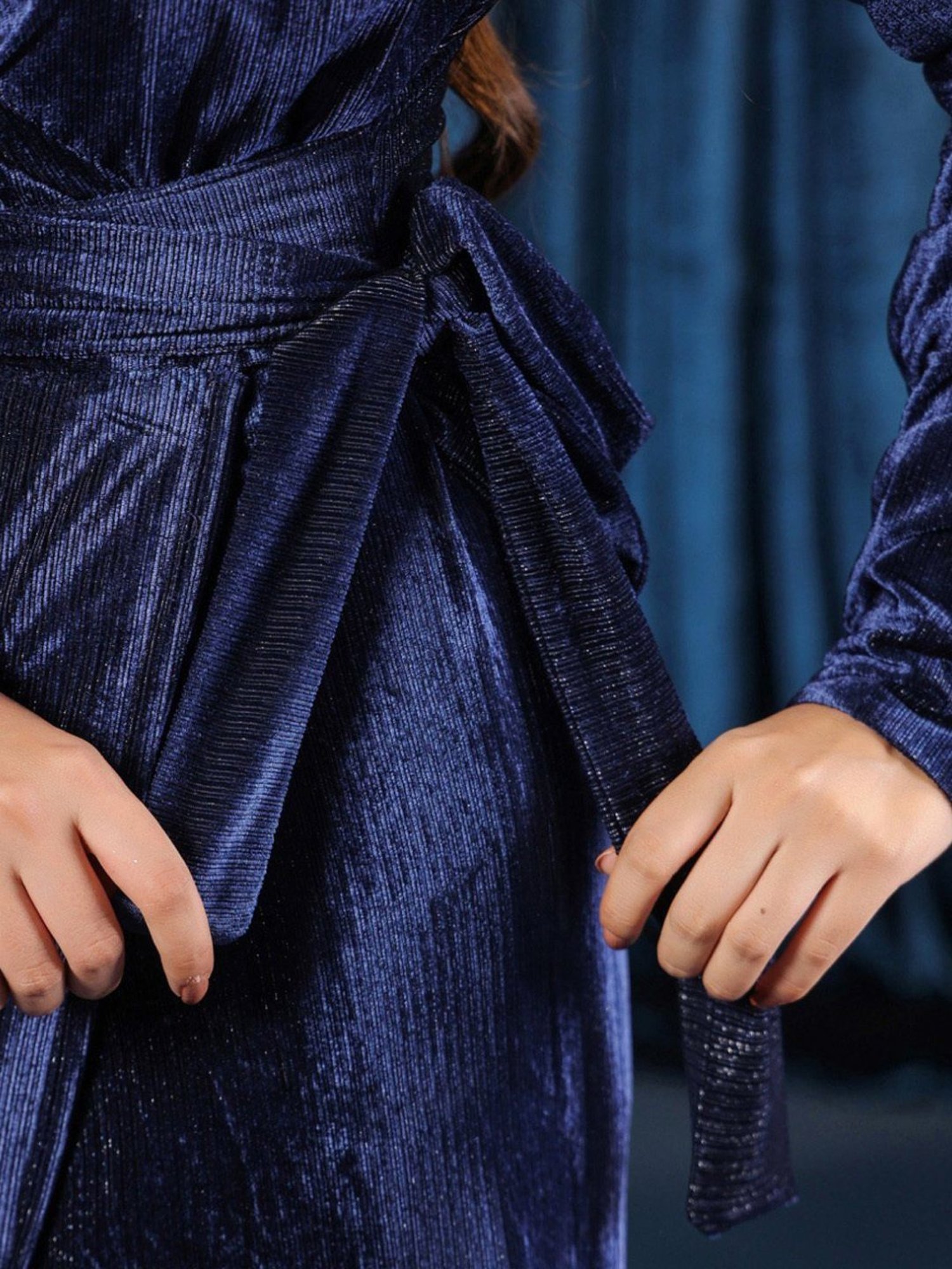 BInfinite Blue Sparkle Sorbet Sapphire Velvet Allure Gown