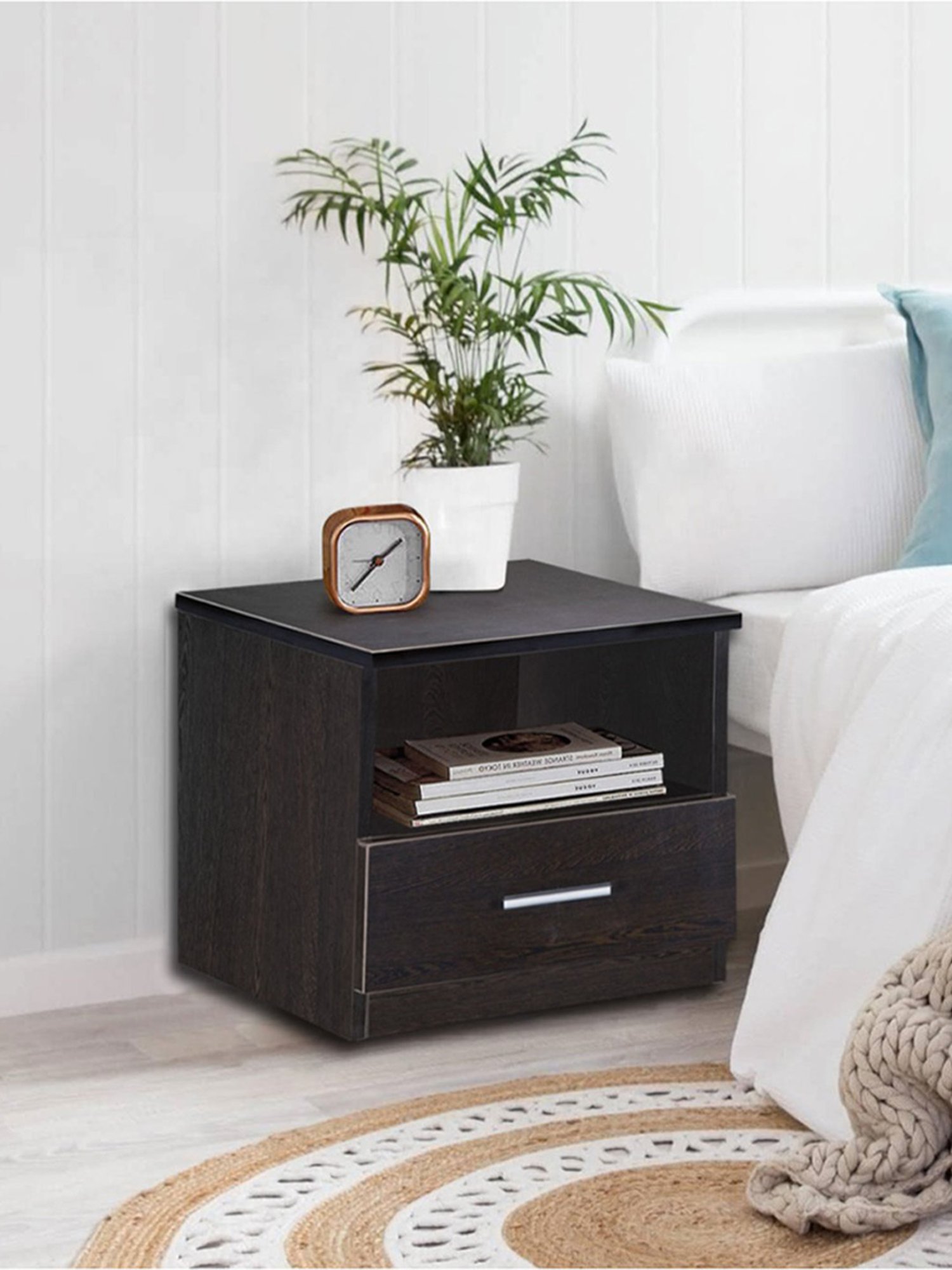 Ikiriya Avina Solid Dark Brown Wood End Table