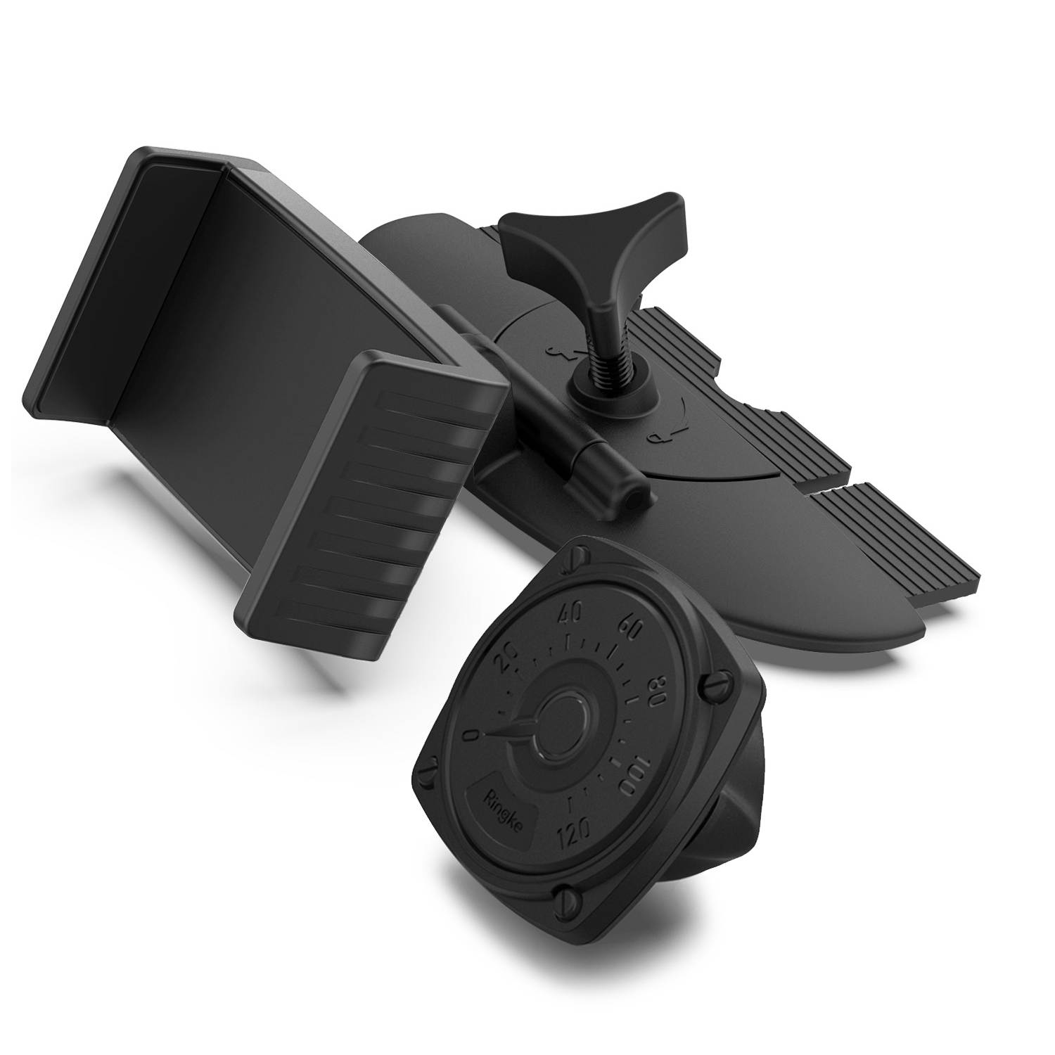 Ringke 2 in 1 CD Slot Car Mount for Smartphone, Tablet Other Handheld Devices Premium Adjustable Universal Phone Grip Strong Magnet Clip Holder